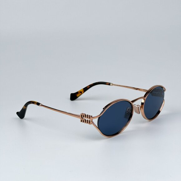 Miu Miu MU52YS ZVF1V1 BRAND NEW Sunglasses Pink Gold Dark Blue Oval Unisex